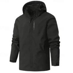 Men's Rain Jacket Outdoor Waterproof Windproof Hiking Outfits Hiking Clothes Spring Autumn / Fall Windbreaker Solid Color Dark Grey Black White