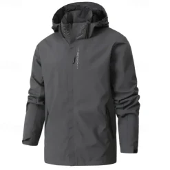 Men's Rain Jacket Outdoor Waterproof Windproof Hiking Outfits Hiking Clothes Spring Autumn / Fall Windbreaker Solid Color Dark Grey Black White
