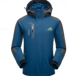 Men's Rain Jacket Outdoor Waterproof Windproof Hiking Outfits Hiking Clothes Spring Autumn / Fall Windbreaker Patchwork Dark Grey Black Yellow