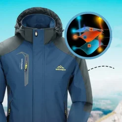 Men's Rain Jacket Outdoor Waterproof Windproof Hiking Outfits Hiking Clothes Spring Autumn / Fall Windbreaker Patchwork Dark Grey Black Yellow