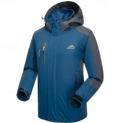 Men's Rain Jacket Outdoor Waterproof Windproof Hiking Outfits Hiking Clothes Spring Autumn / Fall Windbreaker Patchwork Dark Grey Black Yellow