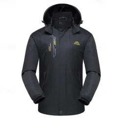 Men's Rain Jacket Outdoor Waterproof Windproof Hiking Outfits Hiking Clothes Spring Autumn / Fall Windbreaker Patchwork Dark Grey Black Yellow