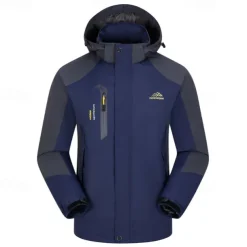 Men's Rain Jacket Outdoor Waterproof Windproof Hiking Outfits Hiking Clothes Spring Autumn / Fall Windbreaker Patchwork Dark Grey Black Yellow