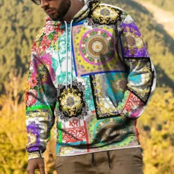 Men's Rainbow Graphic Prints Graffiti Hoodie Hoodies Sweatshirt Streetwear Designer Long Sleeve Hooded Daily Sports Black Red Print Spring & Fall Designer