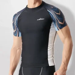 Men's Rash Guard Swim Shirt UV Sun Protection UPF50+ Quick Dry Short Sleeve Sun Shirt Shirt Swimming Surfing Beach Water Sports Printed Summer / Lightweight