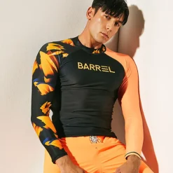 Men's Rash Guard Swim Shirt UPF50+ Quick Dry Lightweight Long Sleeve Sun Shirt Bathing Suit Swimming Surfing Beach Water Sports Patchwork Spring Summer