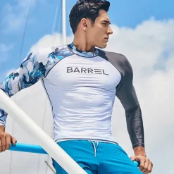 Men's Rash Guard Swim Shirt UPF50+ Quick Dry Lightweight Long Sleeve Sun Shirt Bathing Suit Swimming Surfing Beach Water Sports Patchwork Spring Summer