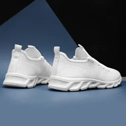 Men's Red Breathable Knit Sneakers - Lightweight Running Shoes with Cushioned Sole for Sports and Casual Wear