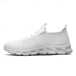 Men's Red Breathable Knit Sneakers - Lightweight Running Shoes with Cushioned Sole for Sports and Casual Wear