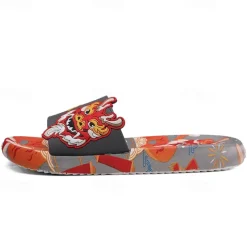 Men's Red Dragon Print Slide Sandals with 3D Dragon Design, Casual Style for Summer and Festivals