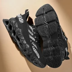 Men's Red Fashion Sneakers, Breathable Mesh Upper, Trendy Design with Bold 'FASHION' Print, Lightweight Sports Shoes for Casual and Everyday Wear