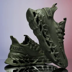 Men's Red Fashion Sneakers, Breathable Mesh Upper, Trendy Design with Bold 'FASHION' Print, Lightweight Sports Shoes for Casual and Everyday Wear