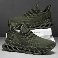 Men's Red Fashion Sneakers, Breathable Mesh Upper, Trendy Design with Bold 'FASHION' Print, Lightweight Sports Shoes for Casual and Everyday Wear