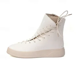 Men's Red Faux Leather High-Top Boots with Side Zipper and Lace-Up Design – Stylish Casual Footwear for Fall and Winter