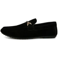 Men's Red Faux Suede Loafers, Casual Slip-On Driving Shoes with Metal Buckle Detail - Stylish and Comfortable Footwear for Daily Wear
