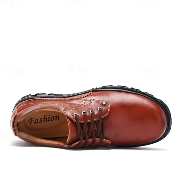 Men's Red-Brown Lace-Up Shoes with Cushioned Memory Foam Soles - Stylish and Supportive for Business Casual Outfits and Weekend Getaways