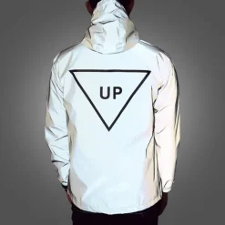 Men's Reflective Jacket Hiking Windbreaker Outdoor Sun Protection Windproof Breathable Quick Dry Jacket Top Fishing Climbing Running Light Grey Gray