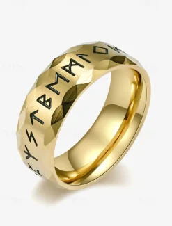 Men's Ring Ancient silver Steel Black Stainless Steel Titanium Steel Vintage Nordic