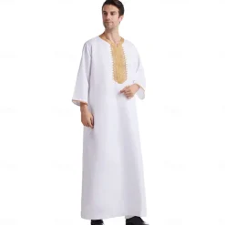 Men's Robe Thobe / Jubba Religious Saudi Arabic Arabian Muslim Ramadan Adults Leotard / Onesie