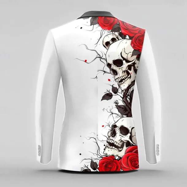 Men's Rose Skull Long Sleeve Turndown Artistic Party Evening Wear Dailywear Buttons 3D Print Multi Pocket