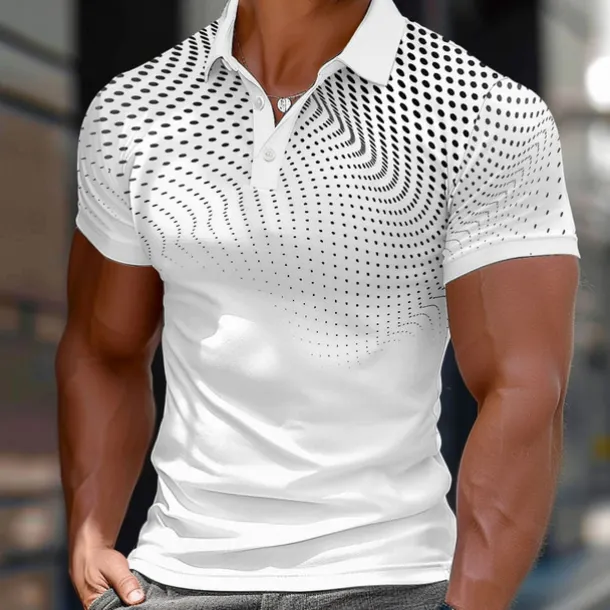 Men's Round Dots Geometic Polo Short Sleeve Polo Shirts Collared Shirts Casual School Outdoor Daily Wear Home Wear 3D Print Summer Purple Gray