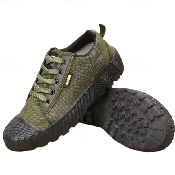 Men's Rugged Canvas Sneakers – Durable Lace-Up Outdoor Casual Shoes with Rubber Sole for Hiking and Work