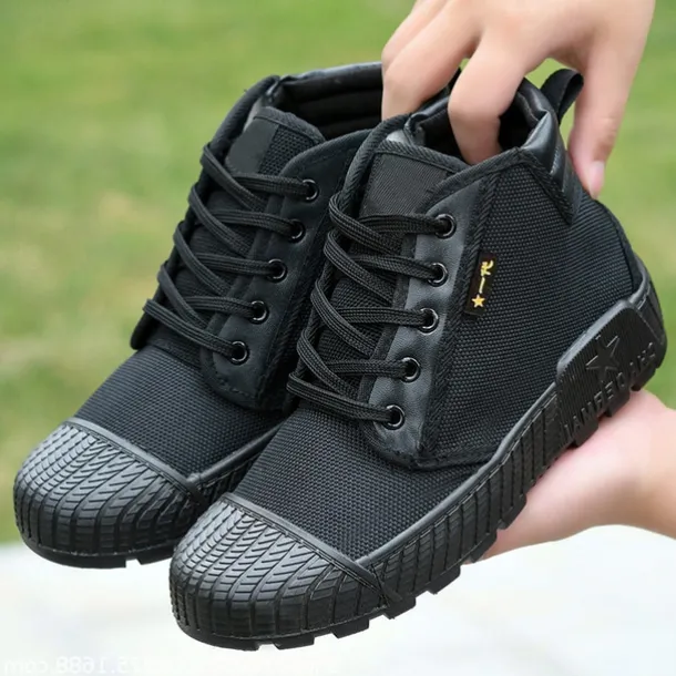 Men's Rugged Canvas Sneakers – Durable Lace-Up Outdoor Casual Shoes with Rubber Sole for Hiking and Work