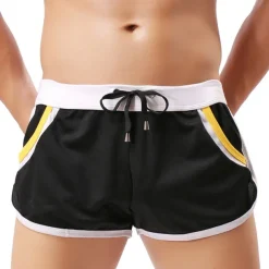 Men's Running Shorts Athletic Shorts Drawstring with White Trim Bottoms Outdoor Home Cotton Breathable Comfortable Gym Workout Exercise & Fitness Leisure Sports Sportswear Activewear Fashion Black