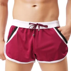 Men's Running Shorts Athletic Shorts Drawstring with White Trim Bottoms Outdoor Home Cotton Breathable Comfortable Gym Workout Exercise & Fitness Leisure Sports Sportswear Activewear Fashion Black