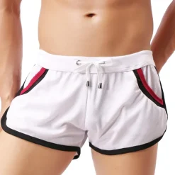 Men's Running Shorts Athletic Shorts Drawstring with White Trim Bottoms Outdoor Home Cotton Breathable Comfortable Gym Workout Exercise & Fitness Leisure Sports Sportswear Activewear Fashion Black