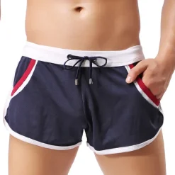 Men's Running Shorts Athletic Shorts Drawstring with White Trim Bottoms Outdoor Home Cotton Breathable Comfortable Gym Workout Exercise & Fitness Leisure Sports Sportswear Activewear Fashion Black