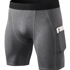 Men's Running Shorts Compression Shorts with Phone Pocket Base Layer Outdoor Athletic Spandex Tummy Control Butt Lift Breathable Yoga Fitness Gym Workout Sportswear Activewear Solid Colored Black