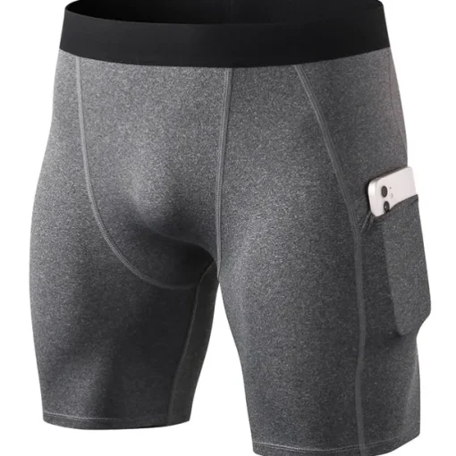 Men's Running Shorts Compression Shorts with Phone Pocket Base Layer Outdoor Athletic Spandex Tummy Control Butt Lift Breathable Yoga Fitness Gym Workout Sportswear Activewear Solid Colored Black