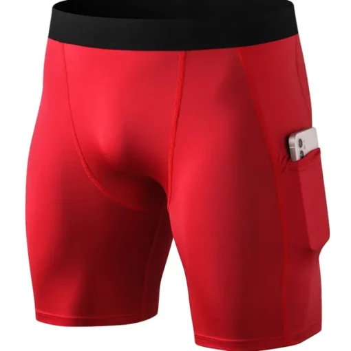 Men's Running Shorts Compression Shorts with Phone Pocket Base Layer Outdoor Athletic Spandex Tummy Control Butt Lift Breathable Yoga Fitness Gym Workout Sportswear Activewear Solid Colored Black