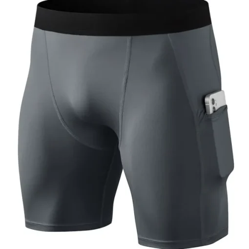 Men's Running Shorts Compression Shorts with Phone Pocket Base Layer Outdoor Athletic Spandex Tummy Control Butt Lift Breathable Yoga Fitness Gym Workout Sportswear Activewear Solid Colored Black