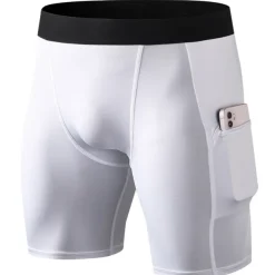 Men's Running Shorts Compression Shorts with Phone Pocket Base Layer Outdoor Athletic Spandex Tummy Control Butt Lift Breathable Yoga Fitness Gym Workout Sportswear Activewear Solid Colored Black