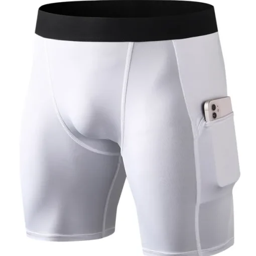 Men's Running Shorts Compression Shorts with Phone Pocket Base Layer Outdoor Athletic Spandex Tummy Control Butt Lift Breathable Yoga Fitness Gym Workout Sportswear Activewear Solid Colored Black
