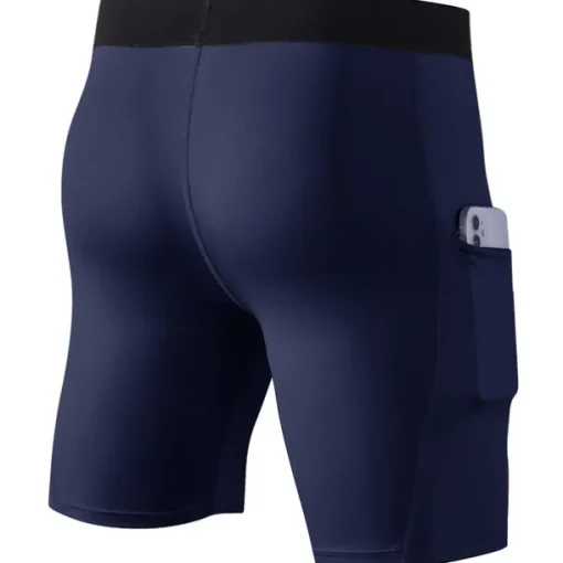 Men's Running Shorts Compression Shorts with Phone Pocket Base Layer Outdoor Athletic Spandex Tummy Control Butt Lift Breathable Yoga Fitness Gym Workout Sportswear Activewear Solid Colored Black