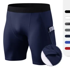 Men's Running Shorts Compression Shorts with Phone Pocket Base Layer Outdoor Athletic Spandex Tummy Control Butt Lift Breathable Yoga Fitness Gym Workout Sportswear Activewear Solid Colored Black