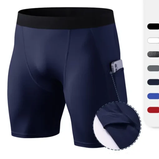 Men's Running Shorts Compression Shorts with Phone Pocket Base Layer Outdoor Athletic Spandex Tummy Control Butt Lift Breathable Yoga Fitness Gym Workout Sportswear Activewear Solid Colored Black