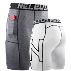 Men's Running Shorts Compression Shorts with Phone Pocket Base Layer Athletic Spandex Tummy Control Breathable Moisture Wicking Yoga Fitness Gym Workout Sportswear Activewear Black White Red