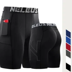 Men's Running Shorts Compression Shorts with Phone Pocket Base Layer Athletic Spandex Tummy Control Breathable Moisture Wicking Yoga Fitness Gym Workout Sportswear Activewear Black White Red