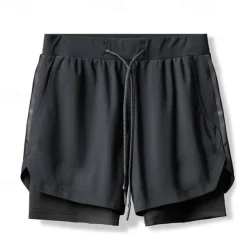 Men's Running Shorts Gym Shorts Sweat Shorts Pocket Drawstring 2 in 1 Elastic Waistband Shorts Outdoor Sports & Outdoor Athletic Quick Dry Lightweight Soft Marathon Running Workout Tailored Fit