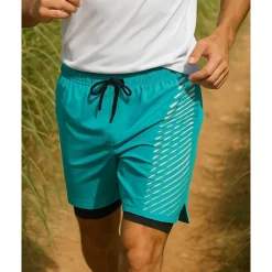 Men's Running Shorts Pocket 2 in 1 Shorts Sports & Outdoor Casual Breathable Quick Dry Lightweight Elastic Tennis Golf Running Regular Fit Sportswear Activewear Black Ocean Blue Blue