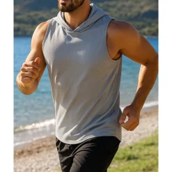 Men's Running Tank Top Gym Tank Top Sleeveless Top Breathable Quick Dry Lightweight Gym Workout Tennis Golf Sportswear Activewear Solid Colored Black White Navy Blue