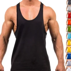 Men's Running Tank Top Workout Tank Vest / Gilet Summer Cotton Breathable Quick Dry Moisture Wicking Fitness Gym Workout Bodybuilding Sportswear Activewear Black White Yellow