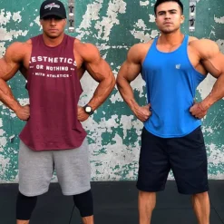 Men's Running Tank Top Workout Tank Sleeveless Top Cotton Breathable Soft Quick Dry Fitness Gym Workout Active Training Sportswear Activewear Solid Colored Black Red Blue