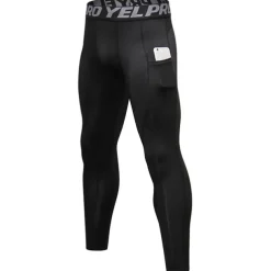 Men's Running Tights Leggings Compression Pants with Phone Pocket High Waist Base Layer Winter Tummy Control Butt Lift Quick Dry Fitness Gym Workout Running Sportswear Activewear Black White Red