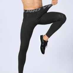 Men's Running Tights Leggings Compression Pants with Phone Pocket High Waist Base Layer Winter Tummy Control Butt Lift Quick Dry Fitness Gym Workout Running Sportswear Activewear Black White Red