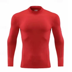 Men's Running T-Shirt Compression Shirt Long Sleeve Tee Tshirt Casual Athleisure Fall High Neck Breathable Quick Dry Gym Workout Running Walking Sportswear Activewear Solid Colored fluorescent green